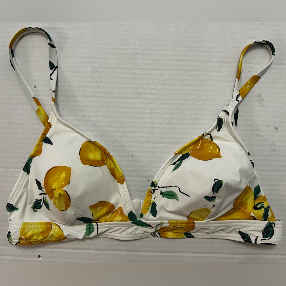 Kate Spade lemon print triangle bikini swim top
